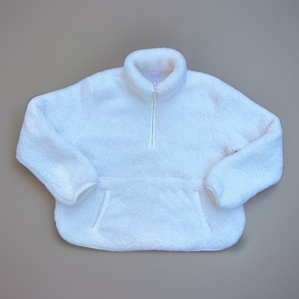 Wondershop Womens Soft Cozy Fleece Sherpa Pullover Jacket 1/4 Zip White Size Med - Picture 2 of 8